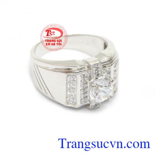 Nhẫn vàng trắng nam độc đáo là sản phẩm kiểu dáng sang trọng, tinh tế