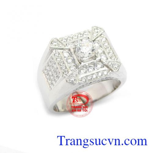 Nhẫn nam vàng trắng kiểu mới, vàng 10k