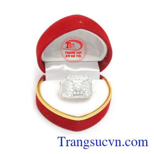 Nhẫn nam vàng trắng kiểu mới là sản phẩm thời trang, kiểu dáng mới, phong cách mới