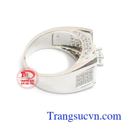 Nhẫn nam vàng trắng kiểu mới, vàng 10k, giao hàng nhanh trên toàn quốc