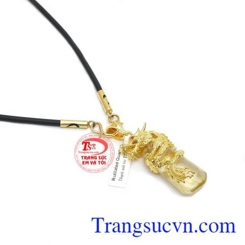 Thạch anh tóc thiên nhiên bọc rồng vàng hợp phong thủy 