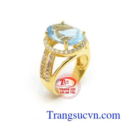 Nhẫn Nữ vàng 14k gắn Topaz quý phái