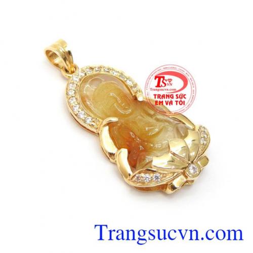 Mặt Phật Quan Âm May Mắn thạch anh tóc thiên nhiên cao cấp