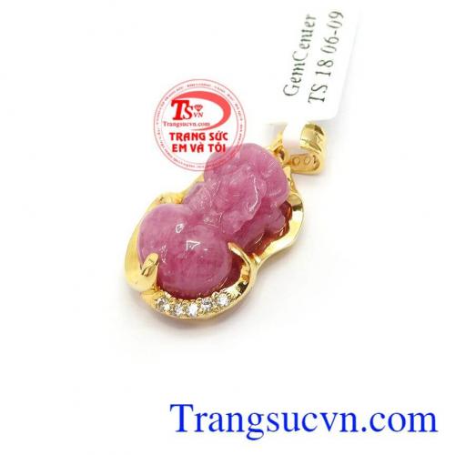 Mặt Dây Tỳ Hưu Ruby An Nhiên bọc vàng 14k sang trọng, phong cách