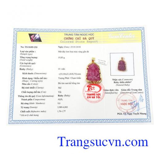 Mặt dây có giấy kiểm định đá quý