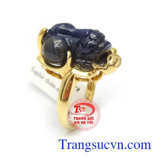 Nhẫn Tỳ Hưu Sapphire Tài Lộc