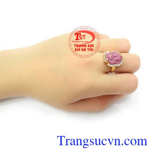 Nhẫn Nữ Hồ Ly Ruby Phú quý vàng 14k chế tác đẹp, chất lượng cao
