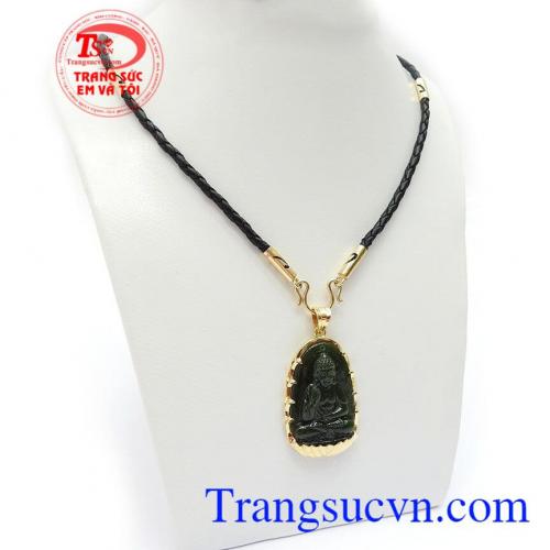 Bộ Dây Bản Mệnh Tuất Và Hợi gồm dây da đốt vàng 14k và mặt phật A Di Đà bản mệnh tuổi Tuất và Hợi