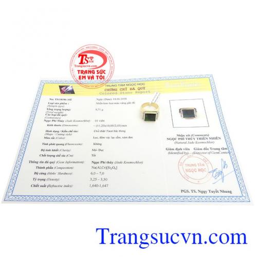 Giấy kiểm định đá quý từ trung tâm ngọc học