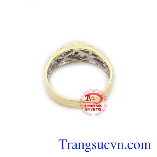 Nhẫn nam vàng trắng ngọc cẩm thạch