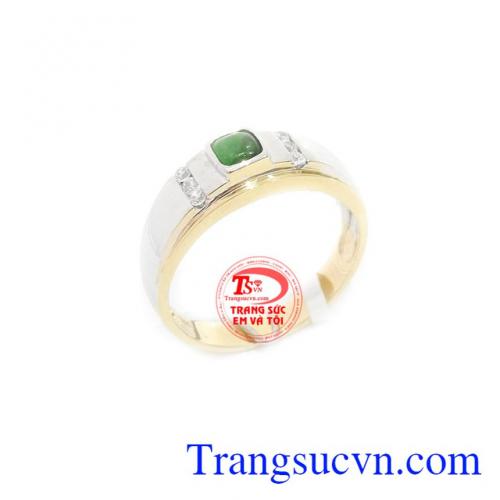 Nhẫn nam vàng trắng ngọc cẩm thạch là sản phẩm vàng trắng 18k đẹp, được chế tác tinh tế, sang trọng