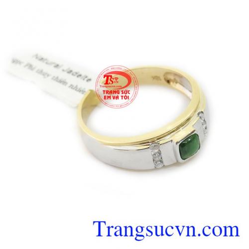 Nhẫn nam vàng trắng ngọc cẩm thạch, bảo hành 12 tháng, giao hàng nhanh trên toàn quốc
