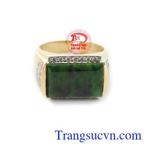 Nhẫn nam ngọc cẩm thạch 14k sản phẩm được gắn ngọc cẩm thạch thiên nhiên mang ý nghĩa phogn thủy, mang lại nhiều may mắn cho người đeo