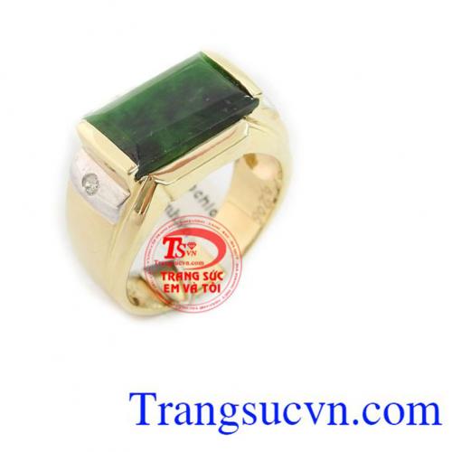 Nhẫn nam ngọc thiên nhiên là sản phẩm nhẫn vàng 14k có gắn ngọc cẩm thạch thiên nhiên