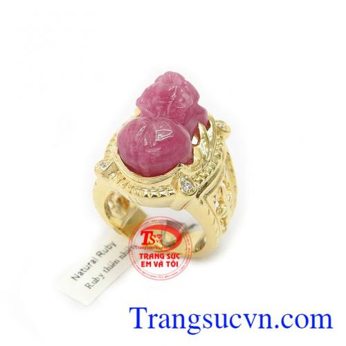 Nhẫn nam tì hưu ruby đẳng cấp vàng 14k, bảo hành 12 tháng, giao hàng nhanh trên toàn quốc