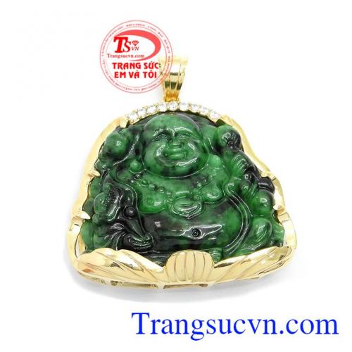 Mặt dây phật di lặc hoan hỉ là sản phẩm ngọc cẩm thạch thiên nhiên được bọc vàng 14k bền đẹp