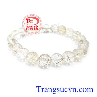  Thạch anh tóc thiên nhiên trong suốt với nhiều tinh thể dạng kim màu vàng nâu đẹp, hợp với người mệnh kim và thổ