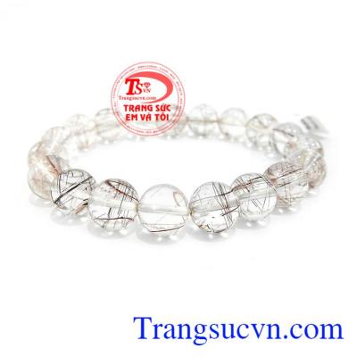 Chuỗi thạch anh tóc thịnh vượng là sản phẩm thạch anh tóc thiên nhiên, có giấy kiểm định từ trung tâm ngọc học