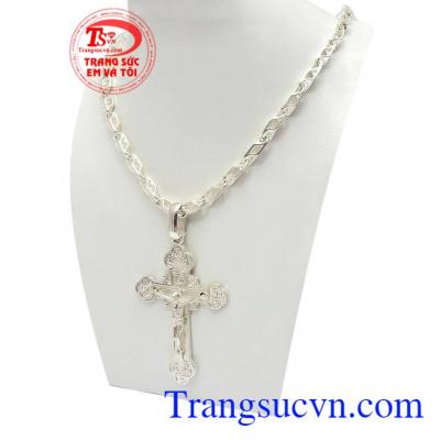 Bộ dây nam thánh giá bạc đẹp