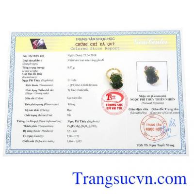 Nhẫn tỳ hưu có giấy kiểm định đá quý