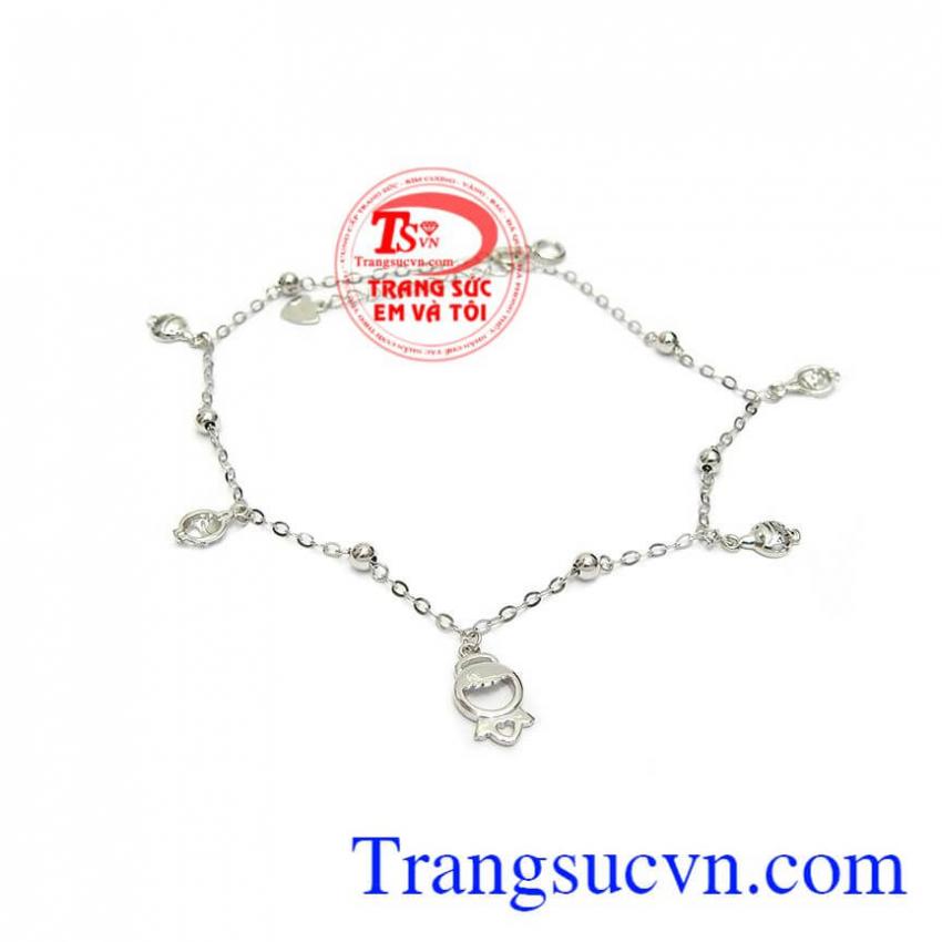 Lắc Chân Vàng Trắng Xinh Xắn