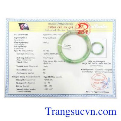 Giấy kiểm định Vòng ngọc cẩm thạch giá tốt