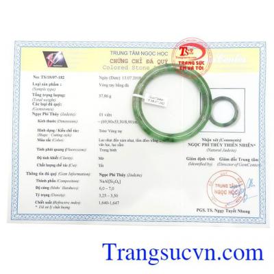 Giấy kiểm định Vòng tay ngọc vân sáng đẹp