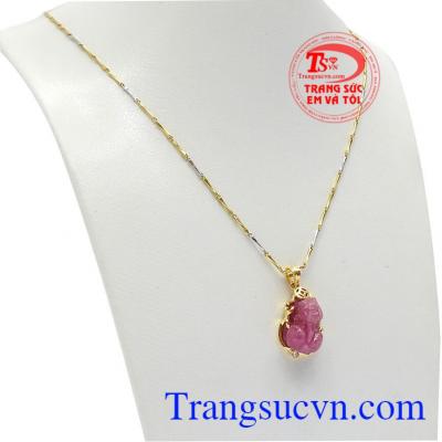 Mặt dây vàng tây gắn đá ruby thiên nhiên