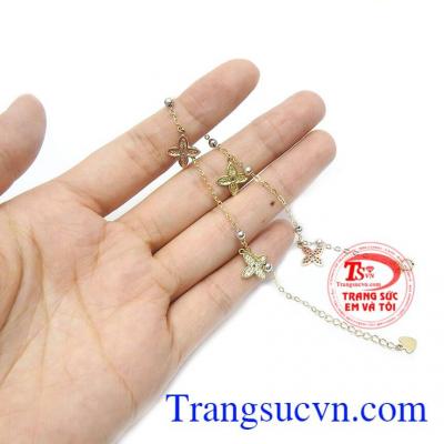 Lắc Chân Bốn Lá May Mắn nhập khẩu vàng 10k