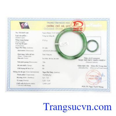 Giấy kiểm định Vòng Ngọc Phỉ Thúy Lộc Phúc