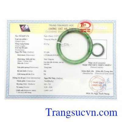 Giấy kiểm định Vòng Ngọc Jadeite May Mắn