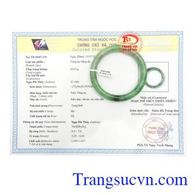 Giấy kiểm định Vòng Tay Ngọc Phỉ Thúy An Nhiên