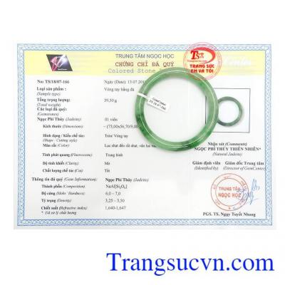 Giấy kiểm định Vòng Ngọc Jadeite Đại Phát Lộc