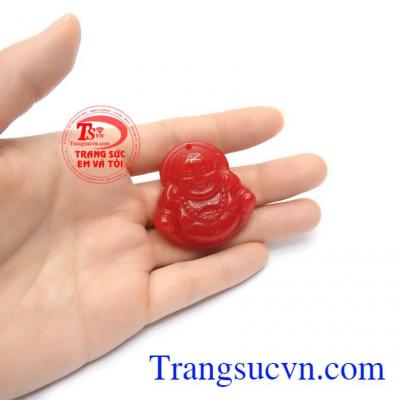 Phật Di Lặc ngọc cẩm thạch đỏ đeo hợp  thời trang và phong thủy