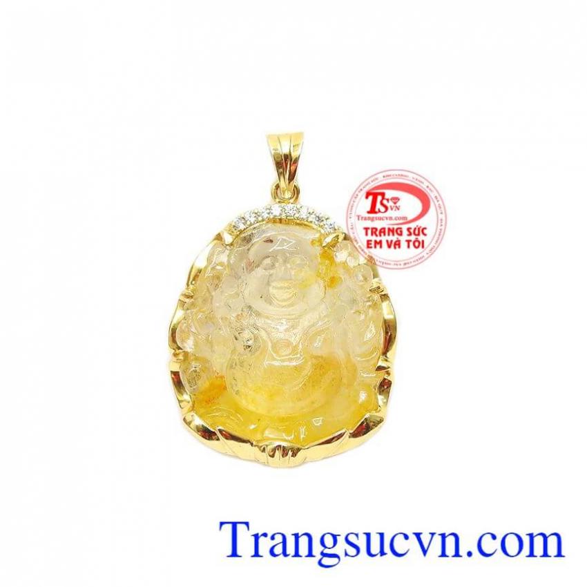 Mặt thạch anh tóc di lặc mệnh Kim