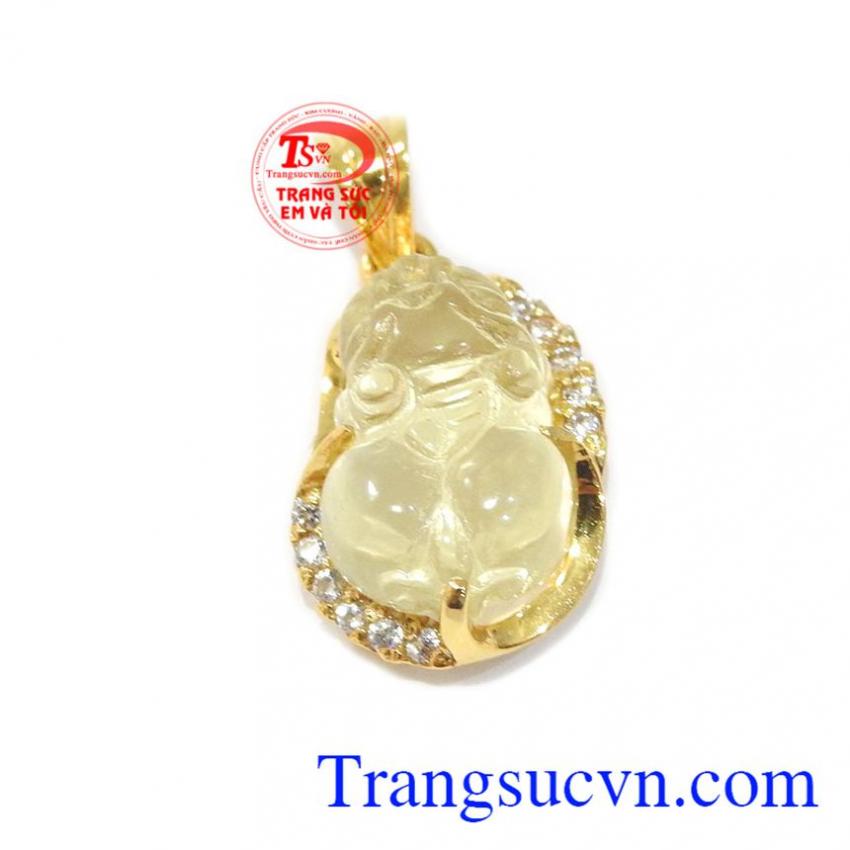 Mặt dây tỳ hưu thạch anh vàng 