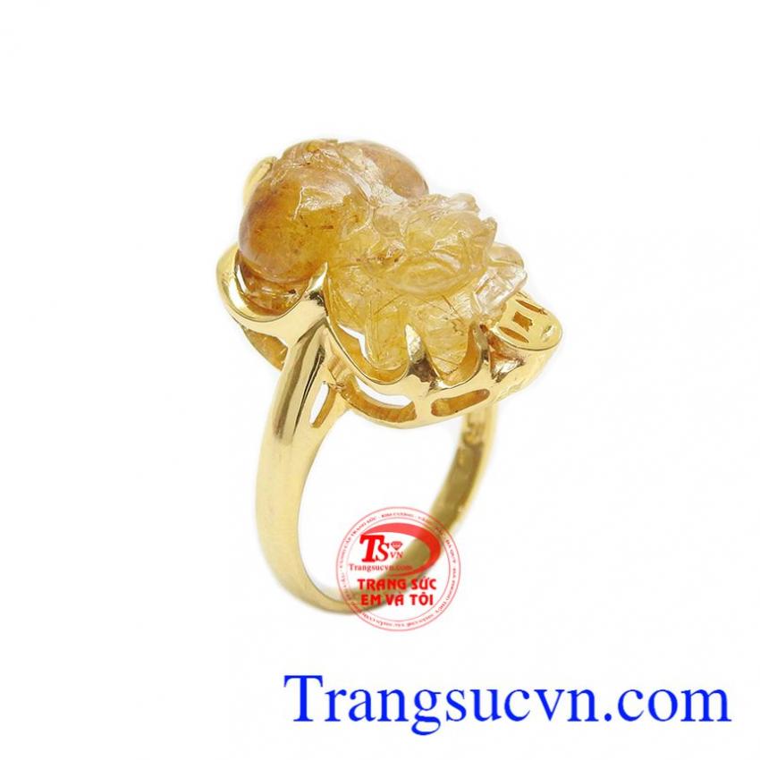 Nhẫn nữ tỳ hưu thạch anh tóc đẹp