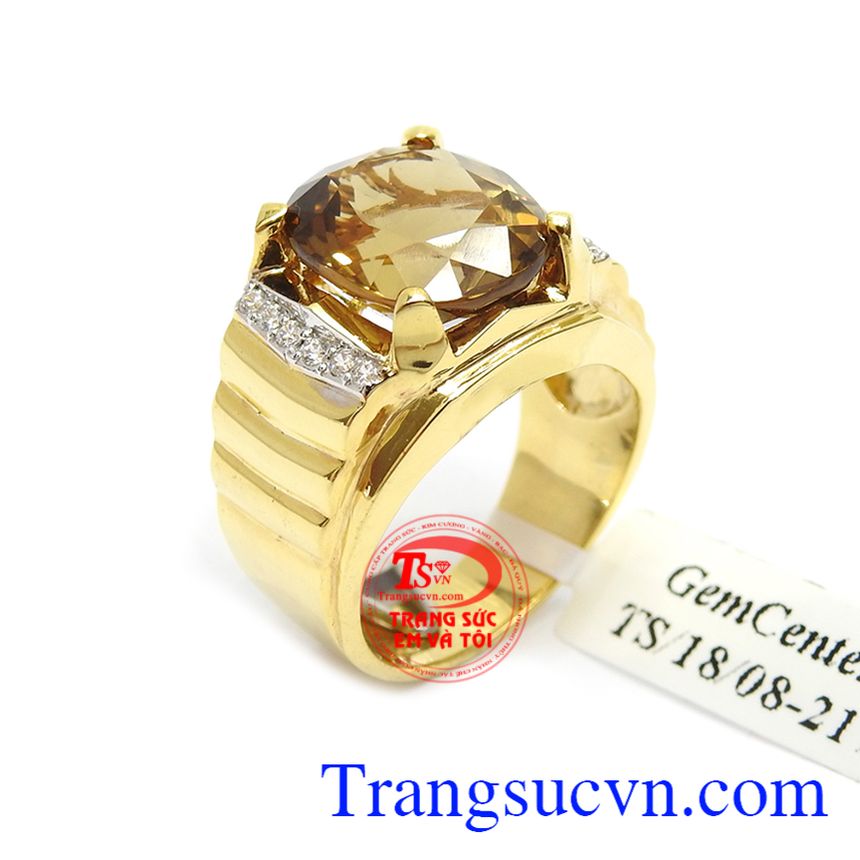Nhẫn Thạch Anh Khói Sang Trọng vàng 14k kiểu dáng đẹp, chất lượng cao