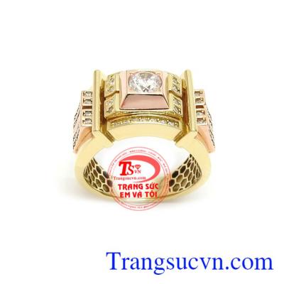 Nhẫn nam vàng 18k mạnh mẽ, thời trang