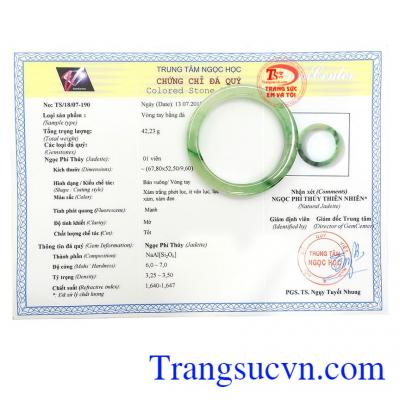 Giấy kiểm định Vòng Tay Phỉ Thúy Hạnh Phúc