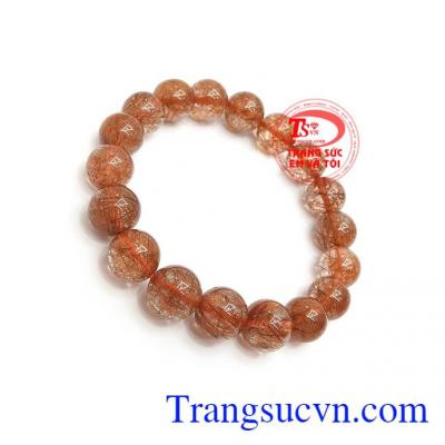 Chuỗi Thạch Anh Tóc Đỏ May Mắn 11mm màu sắc tươi sáng, chất lượng đá đảm bảo