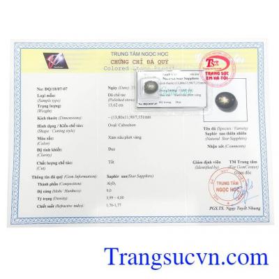 Giấy kiểm định Sapphire Sao Tài Lộc