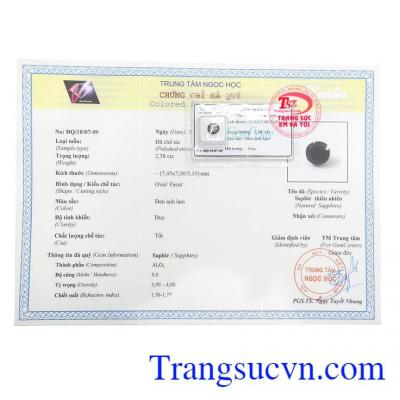 Giấy kiểm định Sapphire Ép Vỉ Thiên Nhiên