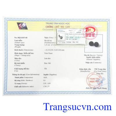 Giấy kiểm định Đôi Sapphire Thiên Nhiên Ép Vỉ
