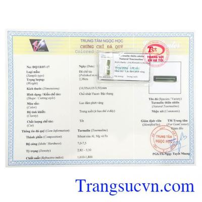 Giấy kiểm định Tourmaline Ép Vỉ Thiên Nhiên