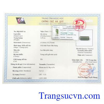 Giấy kiểm định Tourmaline Thiên nhiên Bình An