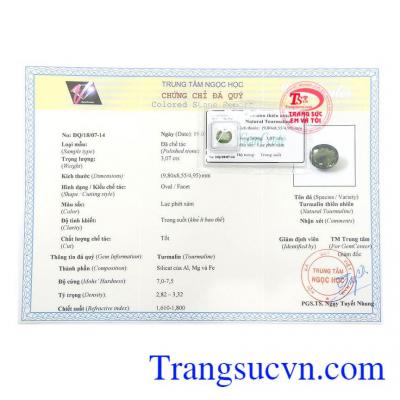 Giấy kiểm định Tourmaline Thiên Nhiên Ép Vỉ