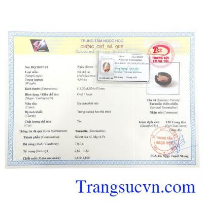 Giấy kiểm định Viên Tourmaline Ép Vỉ Cao Cấp