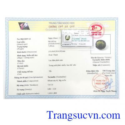 Giấy kiểm định Tourmaline Ép Vỉ Tài Lộc