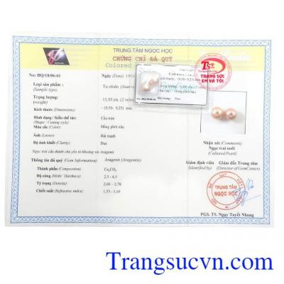 Giấy kiểm định Cặp Ngọc Trai Hoa Tai Xinh Xắn